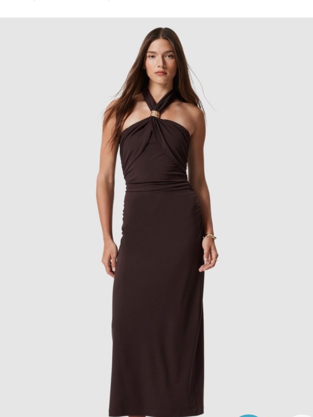 & Other Stories Dark Brown Twist-Neck Maxi Dress